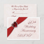 Damast 40ste huwelijksjubileum uitnodiging (Voorkant / Achterkant)