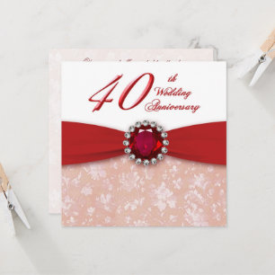 Damast 40ste huwelijksjubileum uitnodiging