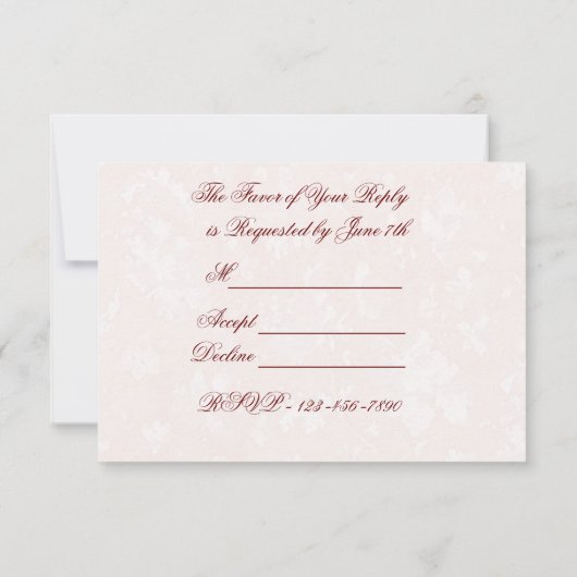 Damast 40ste huwelijksjubileum uitnodiging (Achterkant)