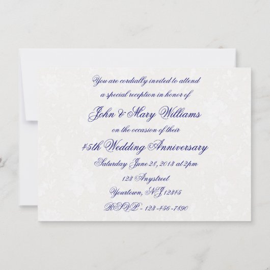 Damast 45e huwelijksjubileum uitnodiging (Achterkant)