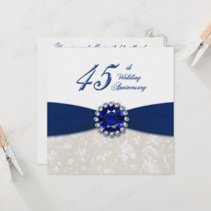 Damast 45e huwelijksjubileum uitnodiging