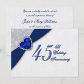 Damast 45e huwelijksjubileum uitnodiging (Voorkant / Achterkant)