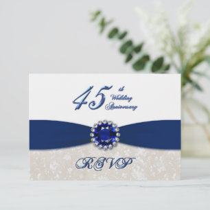 Damast 45e huwelijksjubileum uitnodiging
