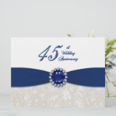 Damast 45e huwelijksjubileum uitnodiging (Staand voorkant)