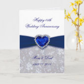 Damast 45e huwelijksverjaardag kaart (Gele Bloem)