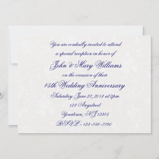 Damast 45ste huwelijksjubileum uitnodiging (Achterkant)