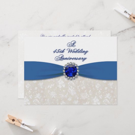 Damast 45ste huwelijksjubileum uitnodiging (Voorkant / Achterkant in situ)