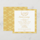 Damast 50e gouden huwelijksjubileum uitnodiging (Voorkant / Achterkant)
