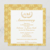 Damast 50ste gouden huwelijksjubileum uitnodiging (Voorkant / Achterkant)