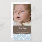 Damast Baby Aankondiging Fotokaart (Voorkant / Achterkant)