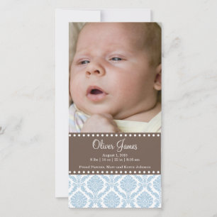Damast Baby Aankondiging Fotokaart