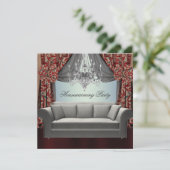 Damast Bank Chandelier Housewarming Feest Kaart (Staand voorkant)