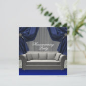 Damast Bank Elegante Gordijnen Housewarming Feest Kaart (Staand voorkant)
