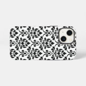 Damast blad groot patroon zwart op wit iPhone hoesje (Achterkant horizontaal)