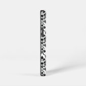 Damast blad groot patroon zwart op wit iPhone hoesje (Rechterkant)
