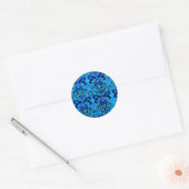 Damast blauw ronde sticker (Envelop)