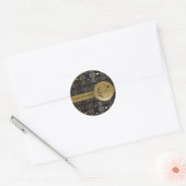 DAMAST BLOEMENLETTER C MONOGRAM GOUD ZWART RONDE STICKER (Envelop)