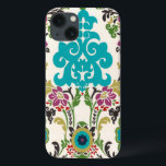 Damast Bloempatronen Prum Turquoise Case-Mate iPhone Case<br><div class="desc">Turquoise, pruim, groen en paarse bloempatronen komen samen op een witte achtergrond om deze Damastprint van June Erica Vess tot leven te brengen. Werkt als een cadeau voor jezelf, een vriend of een familielid.</div>