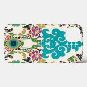 Damast Bloempatronen Prum Turquoise Case-Mate iPhone Case (Achterkant (horizontaal))