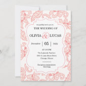 damast bruiloft kaart (Voorkant)