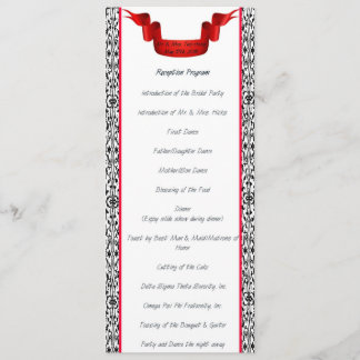 Damast bruiloftsreceptie programma programmakaart