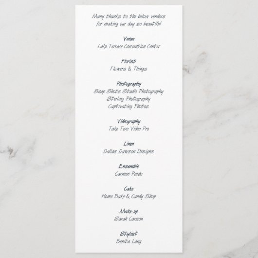 Damast bruiloftsreceptieprogramma programmakaart (Achterkant)