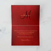 Damast "dank je" zwart rood goud bedankkaart (Binnen)