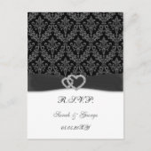 damast diamante houtskool bruiloft RSVP Uitnodiging Briefkaart (Voorkant)