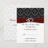 damast diamante rode bruiloft RSVP (Voorkant / Achterkant)