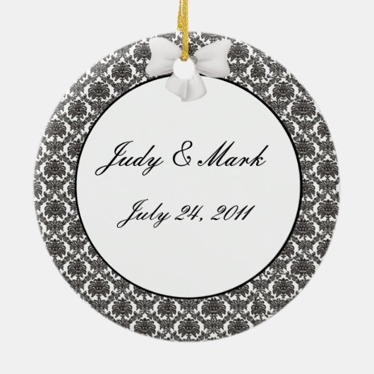 Damast Elegantie Trouwrond Ornament (Achterkant)