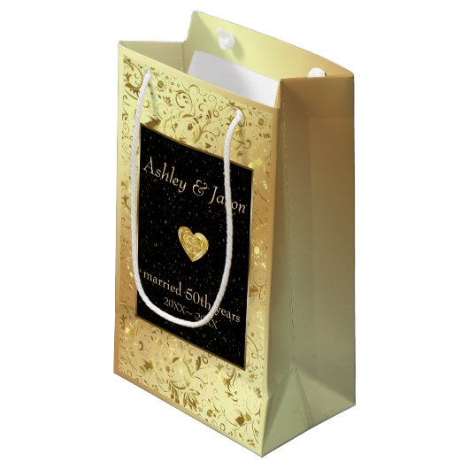 Damast en hart klein cadeauzakje (Voorkant Gekanteld)