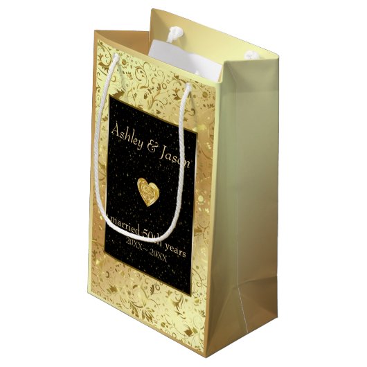 Damast en hart klein cadeauzakje (Achterkant Gekanteld)