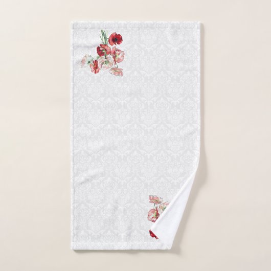 Damast en kleurrijke bloemen bad handdoek (Handdoek)