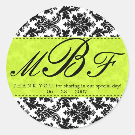 Damast en Limoen Ronde Sticker (Voorkant)