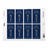 Damast en pauwenveer bruiloft mini-wijn etiket (Full Sheet)