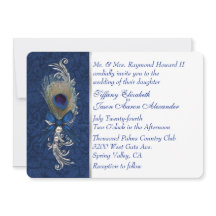 Damast en pauwenveer bruiloft uitnodiging