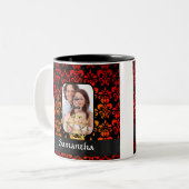 Damast en pentakel tweekleurige koffiemok (Voorkant links)