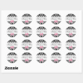 Damast en Roze Bow Ronde Sticker (Vel)