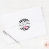 Damast en Roze Bow Ronde Sticker (Envelop)