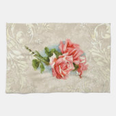 damast en Rozen keukenhanddoek (Horizontaal)