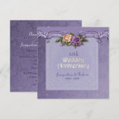 Damast en Rozen Paars 15e Huwelijksjubileum Kaart (Voorkant / Achterkant)