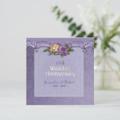 Damast en Rozen Paars 15e Huwelijksjubileum Kaart (Staand voorkant)
