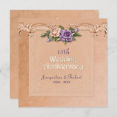 Damast en Rozen Perzik 15e trouwdag jubileum Kaart (Voorkant / Achterkant)