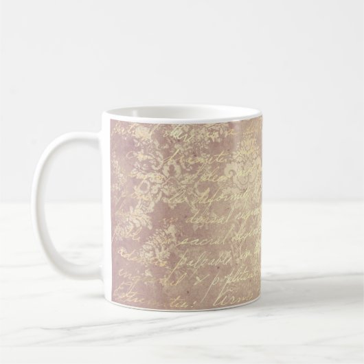  damast en script goud roze distressed koffiemok (Links)