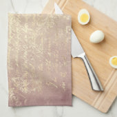  damast en script goud roze distressed theedoek (Quarter Fold)