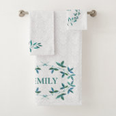 Damast en Waterverf bladeren Bad Handdoek (Insitu)