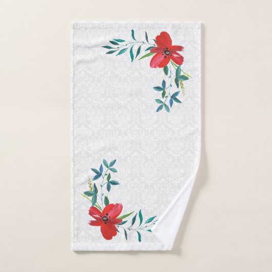 Damast en Waterverf bladeren Bad Handdoek (Handdoek)