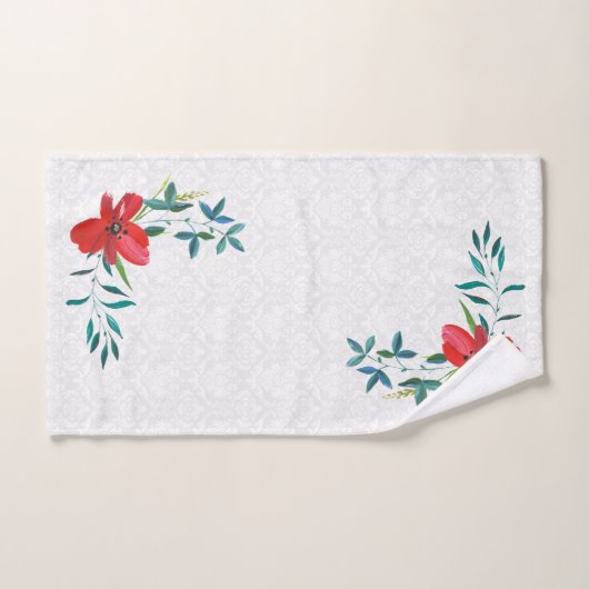 Damast en Waterverf bladeren Bad Handdoek (Handdoek)