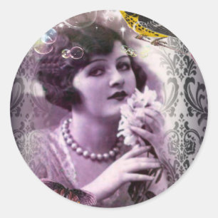 damast gatsby meisje trendy parisian ronde sticker
