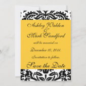 Damast Gele Trouwdatum Besparen Trouwkaart Save The Date (Achterkant)